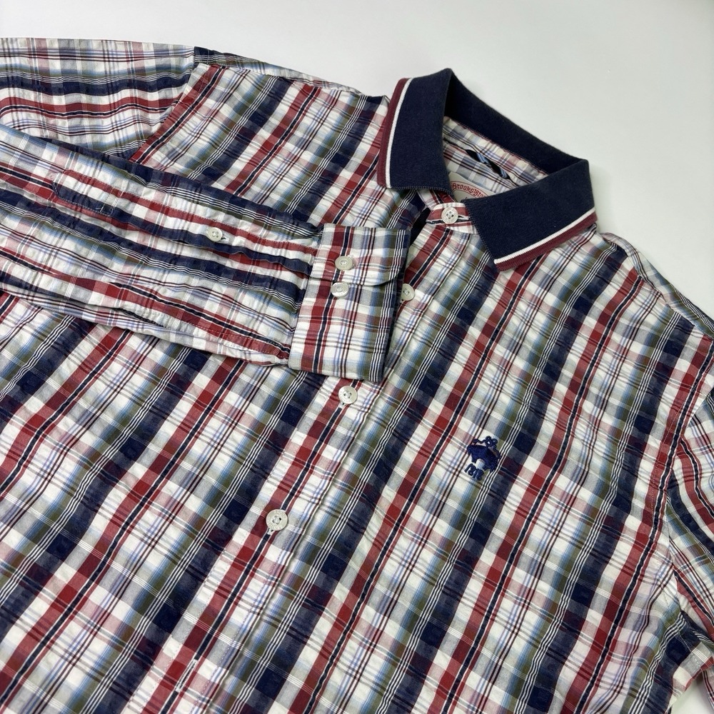 Brooks Brothers Shirt Mens Large Blue Textured Seersucker Long Sleeve Button Up